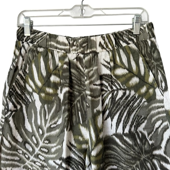 Elie Tahari 100% Linen Tropical Leaf Print Wide-Leg Pants, Medium - Picture 2 of 7